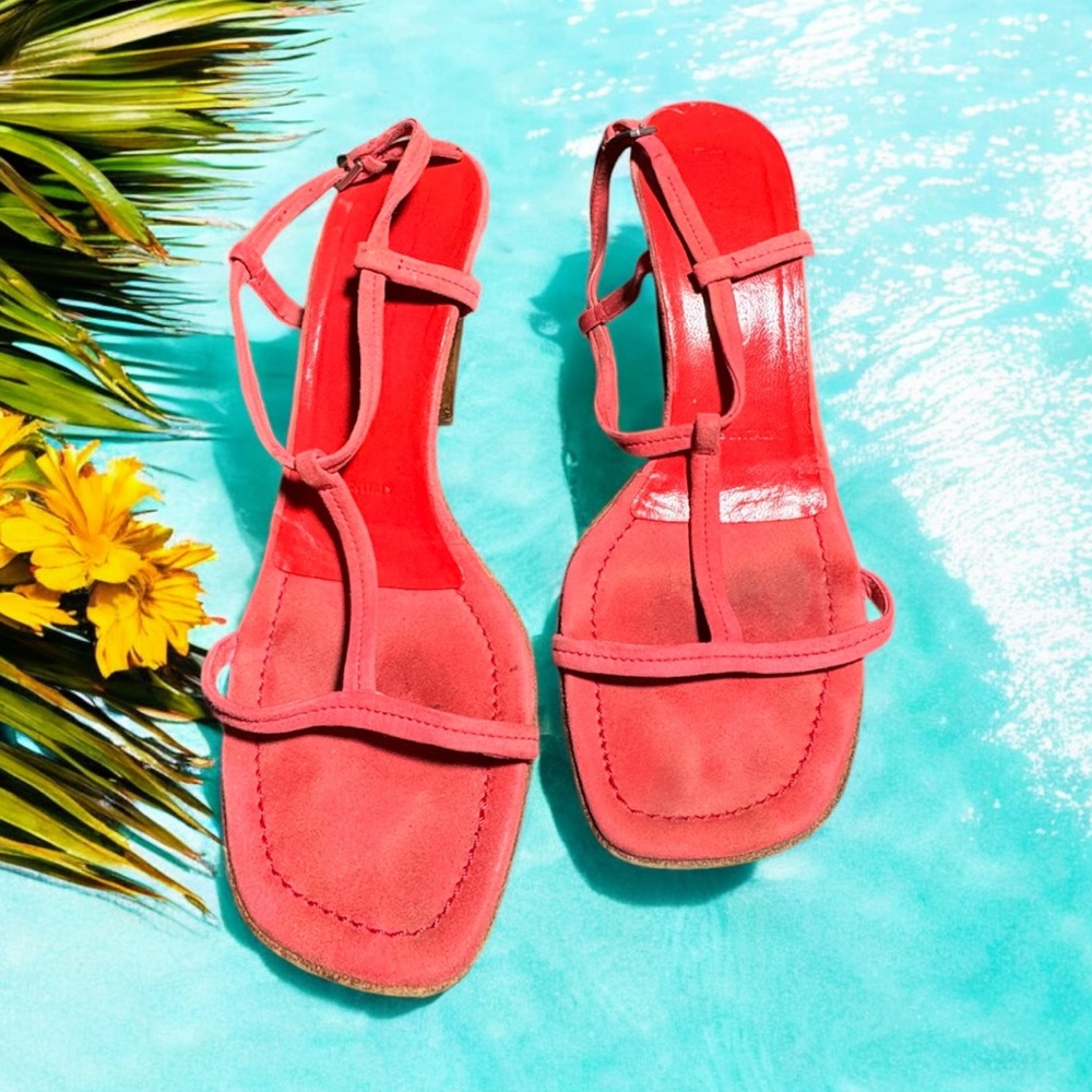 Jil sander size 7/37 thin strap coral sandals